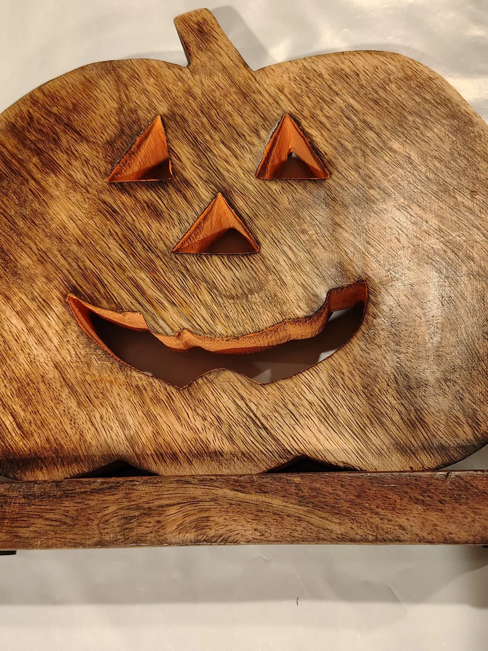 Wooden Jack-o'-Lantern Decorative Stand - Brown